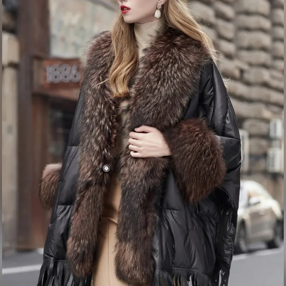 Goose Down Down Coat Trend Fashion American Women Winter Jacket Real Rac… - Picture 4 of 7